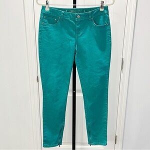 Jennifer Lopez Jeans Women's 6 Green Straight Ankle Zip Stretch